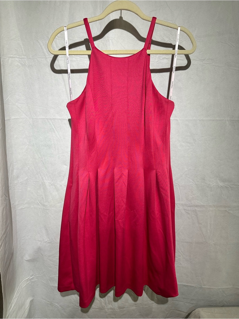 Calvin Klein Hot Pink Sleeveless Pleated Midi Dress